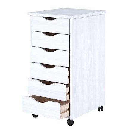 Adeptus Usa Adeptus Solid Wood 10018 8 x 11 in. 6 Drawer Roll Cart  White 10018